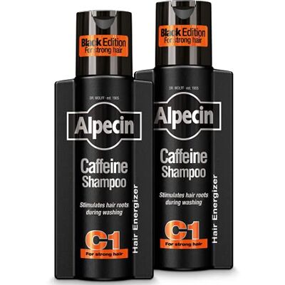 Alpecin Cafeïne Shampoo C1 Black met Nieuwe Geur 2x 250ml Natuurlijke Haargroei Shampoo voor Mannen Energizer voor Sterk Haar Haarverzorging voor Mannen Made in Germany Alpecin Cafeïne Shampoo C1 Black met Nieuwe Geur 2x 250ml Natuurlijke Haargroei Shampoo voor Mannen Energizer voor Sterk Haar Haarverzorging voor Mannen Made in Germany