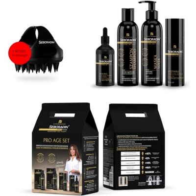 SEBORADIN PRO AGE verzorgingsset voor fijn haar, shampoo masker serum Complete haarroutine, hoofdhuidverzorging, meer volume, conditioner zonder uitspoelen SEBORADIN PRO AGE verzorgingsset voor fijn haar, shampoo masker serum Complete haarroutine, hoofdhuidverzorging, meer volume, conditioner zonder uitspoelen