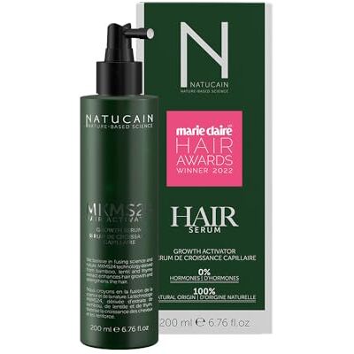 Natucain Haargroeiserum, 200 ml, behandeling voor haargroei, 0 hormonen, anti-haaruitval, voor dames en heren, resultaten na 6 tot 8 weken Natucain Haargroeiserum, 200 ml, behandeling voor haargroei, 0 hormonen, anti-haaruitval, voor dames en heren, resultaten na 6 tot 8 weken