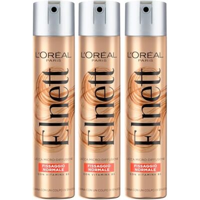 L'Oreal Paris L'Oréal Paris Elnett Haarspray, normale fixatie, microdiffusie, beschermende formule en witmaking, anti-vocht, natuurlijk effect, langdurig, 3 flessen van 75 ml L'Oreal Paris L'Oréal Paris Elnett Haarspray, normale fixatie, microdiffusie, beschermende formule en witmaking, anti-vocht, natuurlijk effect, langdurig, 3 flessen van 75 ml