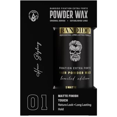 Bandido Hair Powder Wax 32 g volumepoeder voor mannen en vrouwen matte stylingwas voor natuurlijke uitstraling, langdurige grip en textuur extra sterke fixatie, glansvrij kapsel Bandido Hair Powder Wax 32 g volumepoeder voor mannen en vrouwen matte stylingwas voor natuurlijke uitstraling, langdurige grip en textuur extra sterke fixatie, glansvrij kapsel