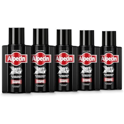 Alpecin Grey Attack 5 x 75 ml gekleurde shampoo met cafeïne en kleur, 5 x 75 ml, tegen grijs haar, natuurlijk kleurresultaat vanaf 2-4 weken, voorkomt haaruitval Alpecin Grey Attack 5 x 75 ml gekleurde shampoo met cafeïne en kleur, 5 x 75 ml, tegen grijs haar, natuurlijk kleurresultaat vanaf 2-4 weken, voorkomt haaruitval