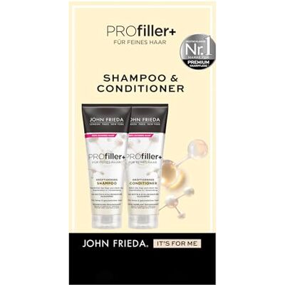 John Frieda PROfiller+ Kit shampoo, 250 ml & conditioner, 250 ml haartype: fijn verdicht en verzorgt het haar met biotine en hyaluronzuur John Frieda PROfiller+ Kit shampoo, 250 ml & conditioner, 250 ml haartype: fijn verdicht en verzorgt het haar met biotine en hyaluronzuur