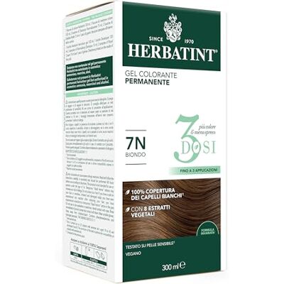 Herbatint Permanente kleurgel, 300 ml, 7 N, blond, ammoniakvrij, voor de gevoelige huid, 100% dekking voor wit haar, met 8 natuurlijke biologische extracten Herbatint Permanente kleurgel, 300 ml, 7 N, blond, ammoniakvrij, voor de gevoelige huid, 100% dekking voor wit haar, met 8 natuurlijke biologische extracten