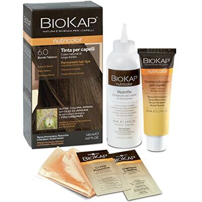 BIOKAP Bio KAP Nutricolor, haarverf zonder ammoniak, haarkleuring, voedt, kleur en herstelt, 6,0 tabakblond, 140 ml BIOKAP Bio KAP Nutricolor, haarverf zonder ammoniak, haarkleuring, voedt, kleur en herstelt, 6,0 tabakblond, 140 ml