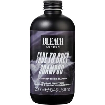 Bleach London Fade to Grey Toning Shampoo, kleurafzettingsformule voor verkleurd of blond haar, helpt bij het verkrijgen of behouden van een koolgrijze kleur, zonder parabenen, 250 ml Bleach London Fade to Grey Toning Shampoo, kleurafzettingsformule voor verkleurd of blond haar, helpt bij het verkrijgen of behouden van een koolgrijze kleur, zonder parabenen, 250 ml