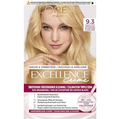 L'Oreal Paris L'Oréal Paris Excellence Crème Blond Très Clair Doré 9.3 Permanente haarkleur L'Oreal Paris L'Oréal Paris Excellence Crème Blond Très Clair Doré 9.3 Permanente haarkleur