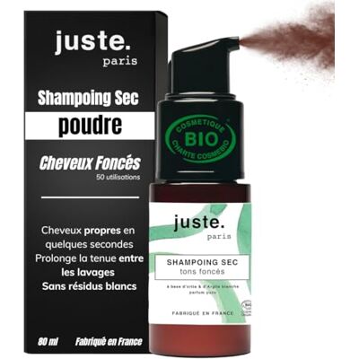 JUSTE PARIS Juste.Paris Droogshampoo biologisch poeder zonder aerosol – donker haar – 50 toepassingen – absorbeert talg, herstelt volume en zachtheid – geur Yuzu – gemaakt in Frankrijk JUSTE PARIS Juste.Paris Droogshampoo biologisch poeder zonder aerosol – donker haar – 50 toepassingen – absorbeert talg, herstelt volume en zachtheid – geur Yuzu – gemaakt in Frankrijk