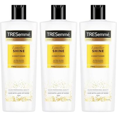 TRESemmé Tresemme Conditioner Lamellar Shine voor een salonfinish vol glans met gepatenteerde Lamellar-technologie 3 x 400 ml TRESemmé Tresemme Conditioner Lamellar Shine voor een salonfinish vol glans met gepatenteerde Lamellar-technologie 3 x 400 ml