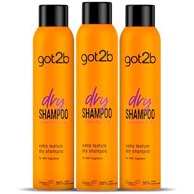 Got2B Droogshampoo met extra textuur 3 stuks à 200 ml (600 ml) Verfrist je haar direct Optimaal voor kapsels Got2B Droogshampoo met extra textuur 3 stuks à 200 ml (600 ml) Verfrist je haar direct Optimaal voor kapsels