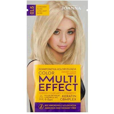 Joanna Multi Effect getinte shampoo haarkleurshampoo in zak houdbaarheid 4 tot 8 wasbeurten kleur zonder ammoniak en oxidatiemiddelen ultra lichtblond Joanna Multi Effect getinte shampoo haarkleurshampoo in zak houdbaarheid 4 tot 8 wasbeurten kleur zonder ammoniak en oxidatiemiddelen ultra lichtblond