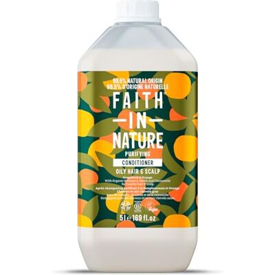 FAITH IN NATURE Natuurlijke balsem met grapefruit en sinaasappel, verkwikkend, veganistisch en niet getest op dieren, SLS en parabenen, normaal of vet haar, navulbare fles van 5 l FAITH IN NATURE Natuurlijke balsem met grapefruit en sinaasappel, verkwikkend, veganistisch en niet getest op dieren, SLS en parabenen, normaal of vet haar, navulbare fles van 5 l
