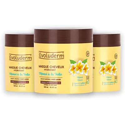 Evoluderm Hydraterend haarmasker Monoi met Folie – 500 ml – 99% natuurlijke oorsprong – veganistisch – gemaakt in Frankrijk – 3 x 500 ml Evoluderm Hydraterend haarmasker Monoi met Folie – 500 ml – 99% natuurlijke oorsprong – veganistisch – gemaakt in Frankrijk – 3 x 500 ml