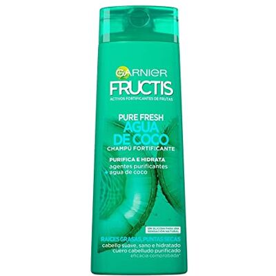 Garnier Fructis Pure Fresh Eau de Coco Shampoo voor normaal haar met vettige wortels en droge punten, 380 ml Garnier Fructis Pure Fresh Eau de Coco Shampoo voor normaal haar met vettige wortels en droge punten, 380 ml