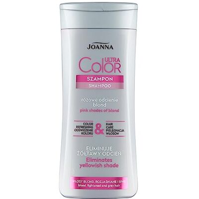 Joanna Ultra Color Shampoo voor roze blonde tinten, versterkende Neutraliseert kopertinten, stimuleert dof haar, past zich aan je normale wasroutine aan Joanna Ultra Color Shampoo voor roze blonde tinten, versterkende Neutraliseert kopertinten, stimuleert dof haar, past zich aan je normale wasroutine aan