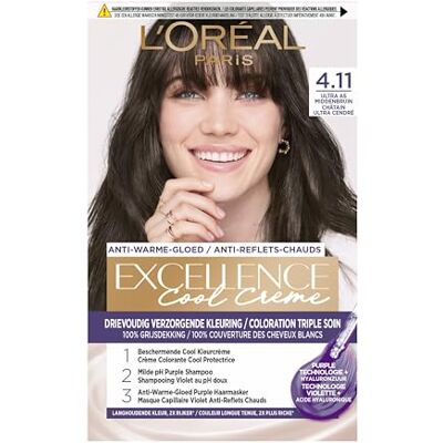 L'Oreal Paris L'Oréal Paris Excellence Cool Crème Donkerbruin Ultra As 4.11 Permanente haarkleur L'Oreal Paris L'Oréal Paris Excellence Cool Crème Donkerbruin Ultra As 4.11 Permanente haarkleur