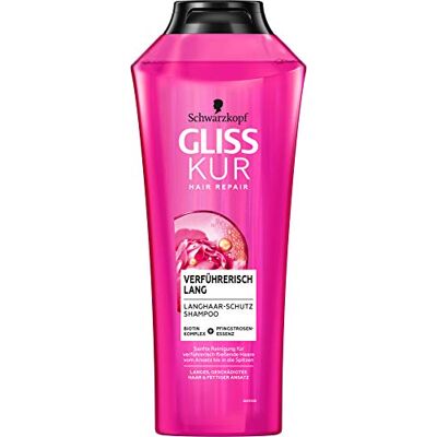 Gliss Kur Shampoo voor lang haar, 400 ml, herstelt beschadigde haarlengtes, verzorgt droge punten en verwijdert vet van wortels Gliss Kur Shampoo voor lang haar, 400 ml, herstelt beschadigde haarlengtes, verzorgt droge punten en verwijdert vet van wortels