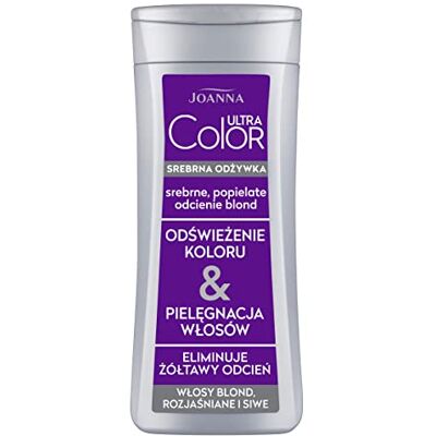 Joanna Ultra Color Silver Conditioner voor dames, kleurverbeterende conditioner, neutralisatie van ongewenste gele tinten, vergemakkelijkt het kammen van haar, zilverblonde tinten, 400 Joanna Ultra Color Silver Conditioner voor dames, kleurverbeterende conditioner, neutralisatie van ongewenste gele tinten, vergemakkelijkt het kammen van haar, zilverblonde tinten, 400
