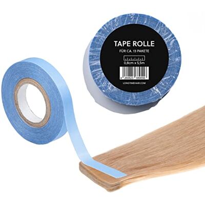 LONGTIME HAIR Extra sterk dubbelzijdig plakband voor haarverlengingen, toupets en pruiken, rol tape voor haarverlengingen, 5,5 m lang en 0,8 cm breed LONGTIME HAIR Extra sterk dubbelzijdig plakband voor haarverlengingen, toupets en pruiken, rol tape voor haarverlengingen, 5,5 m lang en 0,8 cm breed