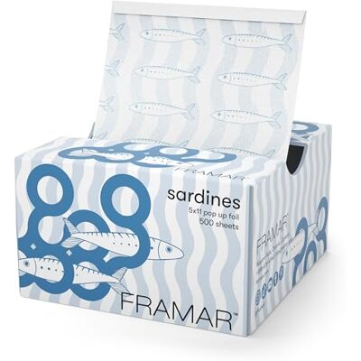 FRAMAR Blue Sardine highlightfolie voor kappers, aluminiumfolie voor kappers, set aluminiumfolie voor highlights, haarfolie, highlightfolie, folie voor haarlokken, verpakking van 500 stuks FRAMAR Blue Sardine highlightfolie voor kappers, aluminiumfolie voor kappers, set aluminiumfolie voor highlights, haarfolie, highlightfolie, folie voor haarlokken, verpakking van 500 stuks