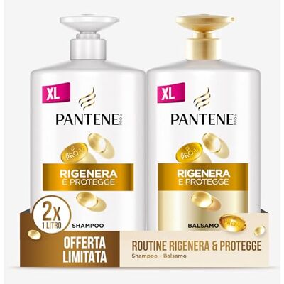 Pantene Pro-V Shampoo + conditioner regenereert en beschermt zwak, droog en beschadigd haar, dagelijkse conditioner, vetvrij, met vitamine B5 en voedingsstoffenmengsel, maxi-formaat Pantene Pro-V Shampoo + conditioner regenereert en beschermt zwak, droog en beschadigd haar, dagelijkse conditioner, vetvrij, met vitamine B5 en voedingsstoffenmengsel, maxi-formaat