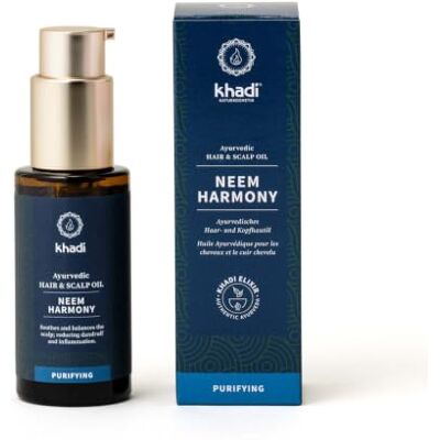 Khadi NEEM HARMONY Ayurvedische haarolie, werkt tegen roos, jeuk en droge hoofdhuid, 100% gecertificeerde en veganistische natuurlijke cosmetica, siliconenvrij, 50 ml Khadi NEEM HARMONY Ayurvedische haarolie, werkt tegen roos, jeuk en droge hoofdhuid, 100% gecertificeerde en veganistische natuurlijke cosmetica, siliconenvrij, 50 ml