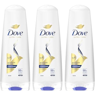 Dove Ultra Care Intensive Repair Conditioner, voorkomt tot wel 98% van de dagelijkse haarbeschadiging voor beschadigd haar, 3 x 200 ml Dove Ultra Care Intensive Repair Conditioner, voorkomt tot wel 98% van de dagelijkse haarbeschadiging voor beschadigd haar, 3 x 200 ml