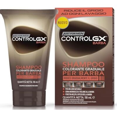 Just for men Control GX Gradual baardkleurshampoo, vermindert geleidelijk grijze haren bij elke wasbeurt voor een natuurlijke look, geschikt voor alle tinten, 118 ml Just for men Control GX Gradual baardkleurshampoo, vermindert geleidelijk grijze haren bij elke wasbeurt voor een natuurlijke look, geschikt voor alle tinten, 118 ml