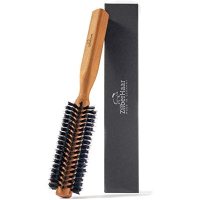 ZilberHaar Haarborstel & baardstyler ronde borstel 100% echt hard wildzwijnharen, 3 cm handvat van perenhout, 21 cm 222 borsteldoppen gezichtsverzorging voor mannen ZilberHaar Haarborstel & baardstyler ronde borstel 100% echt hard wildzwijnharen, 3 cm handvat van perenhout, 21 cm 222 borsteldoppen gezichtsverzorging voor mannen