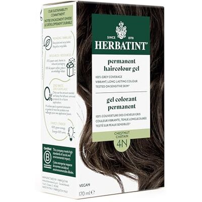 Herbatint 4N Chestnut Permanent Herbal Hair Colour Gel, 150 ml Herbatint 4N Chestnut Permanent Herbal Hair Colour Gel, 150 ml