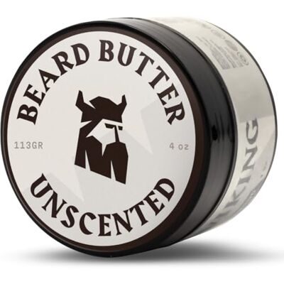 Viking Ongeparfumeerde boter en baardbalsem voor heren, doos van 113 g, baardbalsem en crème voor mannen met vetvrije formule, zachte temmen en flexibele grip Viking Ongeparfumeerde boter en baardbalsem voor heren, doos van 113 g, baardbalsem en crème voor mannen met vetvrije formule, zachte temmen en flexibele grip