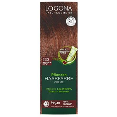 LOGONA Naturkosmetik Plantaardige haarverf, crème 230 natuurlijk bruin met henna, veganistische kleurcrème voor langdurige kleuring, zachte haarkleuring LOGONA Naturkosmetik Plantaardige haarverf, crème 230 natuurlijk bruin met henna, veganistische kleurcrème voor langdurige kleuring, zachte haarkleuring