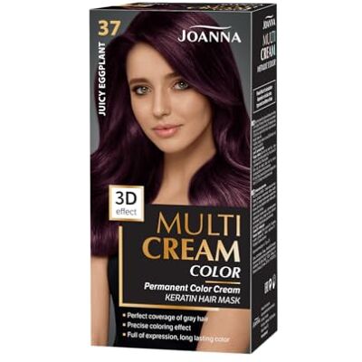 Joanna Multi Cream Color haarverf voor vrouwen zorgt voor langdurige kleur 3D diep effect dekt grijs haar wortelkleur aubergine kleur Pur 37 complete set Joanna Multi Cream Color haarverf voor vrouwen zorgt voor langdurige kleur 3D diep effect dekt grijs haar wortelkleur aubergine kleur Pur 37 complete set