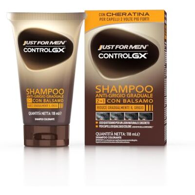 Just for men CGX 2-in-1 kleurshampoo voor heren, met conditioner, vermindert geleidelijk grijs, haarkleur, voor een natuurlijke look, 118 ml Just for men CGX 2-in-1 kleurshampoo voor heren, met conditioner, vermindert geleidelijk grijs, haarkleur, voor een natuurlijke look, 118 ml