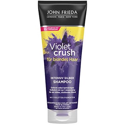 John Frieda Violet Crush Intensieve shampoo voor zilver, anti-vergeling, ook tegen sinaasappeltinten, met paarse pigmenten, 250 ml John Frieda Violet Crush Intensieve shampoo voor zilver, anti-vergeling, ook tegen sinaasappeltinten, met paarse pigmenten, 250 ml