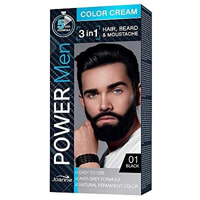 Joanna Power Men Color Cream 01 Black ammoniak- en PPD-vrij, 100 g voor haar, baard en snor Joanna Power Men Color Cream 01 Black ammoniak- en PPD-vrij, 100 g voor haar, baard en snor