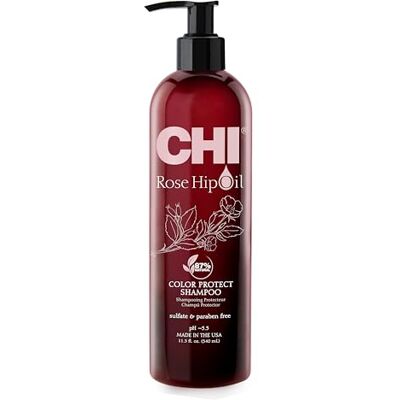 CHI Rose Hip Oil Color Nurture Protecting Shampoo voor Unisex 11.5 oz Shampoo CHI Rose Hip Oil Color Nurture Protecting Shampoo voor Unisex 11.5 oz Shampoo