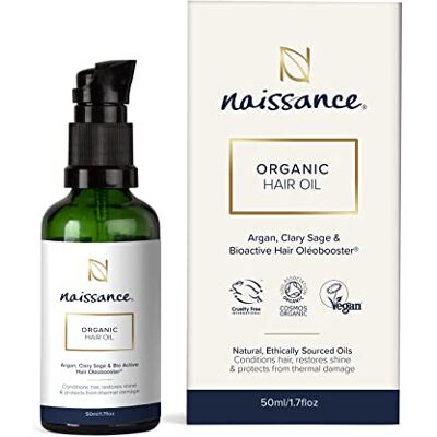 Naissance Biologische haarverzorgingsolie, 50 ml, voedend groeiserum met arganolie, natuurlijke behandeling, revitaliserend, groei, voor droge kroes en schaafwonden, bescherming tegen hitte Naissance Biologische haarverzorgingsolie, 50 ml, voedend groeiserum met arganolie, natuurlijke behandeling, revitaliserend, groei, voor droge kroes en schaafwonden, bescherming tegen hitte