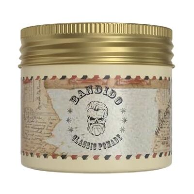 Bandido Classic Pomade Styling wax voor heren, 125 ml, voor medium en sterk haar, op waterbasis, mooie geur, hoogglans, wetlook design Bandido Classic Pomade Styling wax voor heren, 125 ml, voor medium en sterk haar, op waterbasis, mooie geur, hoogglans, wetlook design