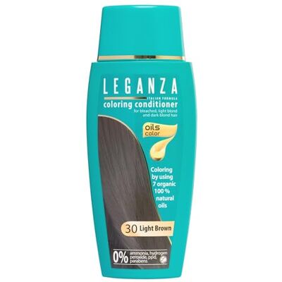 Leganza Kleurhaarconditioner, kleur 30, lichtbruin, met 7 natuurlijke oliën, zonder ammoniak en parabenen Enrichi aux 7 Huiles Naturelles Sans Ammoniaque, PPD ni Parabènes Leganza Kleurhaarconditioner, kleur 30, lichtbruin, met 7 natuurlijke oliën, zonder ammoniak en parabenen Enrichi aux 7 Huiles Naturelles Sans Ammoniaque, PPD ni Parabènes