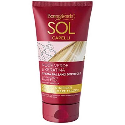 Bottega Verde Haarvloer, aftersun crème met groene notenolie en keratine, 150 ml, beschermende ontwarring, met UVA/UVB-filters, voor gestrest haar door zon, zee en chloor Bottega Verde Haarvloer, aftersun crème met groene notenolie en keratine, 150 ml, beschermende ontwarring, met UVA/UVB-filters, voor gestrest haar door zon, zee en chloor