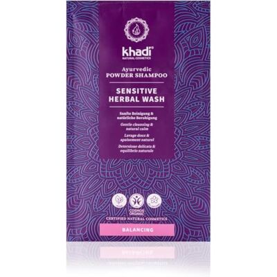 Khadi SENSITIVE HERBAL WASH Ayurvedisch haarmasker, zuiverende, rustgevende en diep voedende poedershampoo, 100% natuurlijk en veganistisch, 50 g Khadi SENSITIVE HERBAL WASH Ayurvedisch haarmasker, zuiverende, rustgevende en diep voedende poedershampoo, 100% natuurlijk en veganistisch, 50 g