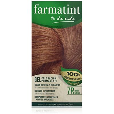FARMATINT Gel 7R Rubio Cobrizo. Permanente tint. Cabello natural y coloradero. Bevat amoníaco geen parabenen, parafina's of siliconen. Natuurlijke kleur voor de huid van aplicar. FARMATINT Gel 7R Rubio Cobrizo. Permanente tint. Cabello natural y coloradero. Bevat amoníaco geen parabenen, parafina's of siliconen. Natuurlijke kleur voor de huid van aplicar.