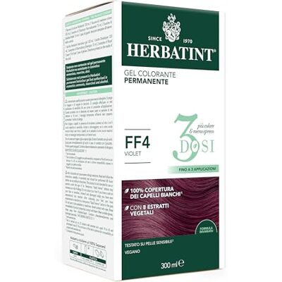 Herbatint FF4 Violet Permanente kleurgel, 300 ml, zonder ammoniak, voor de gevoelige huid, 100% dekking van wit haar, met 8 biologische natuurlijke extracten Herbatint FF4 Violet Permanente kleurgel, 300 ml, zonder ammoniak, voor de gevoelige huid, 100% dekking van wit haar, met 8 biologische natuurlijke extracten