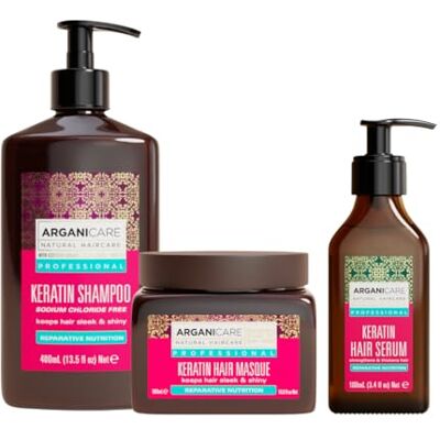 Arganicare Shampoo + masker + keratine serum Regenereert het haar intensief voorkomt en behandelt gespleten punten zacht en glanzend haar gemaakt in Frankrijk 400 ml + 500 ml + 100 ml Arganicare Shampoo + masker + keratine serum Regenereert het haar intensief voorkomt en behandelt gespleten punten zacht en glanzend haar gemaakt in Frankrijk 400 ml + 500 ml + 100 ml