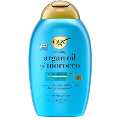 OGX Argan Oil of Morocco regenererende conditioner, 385 ml, herstelt zichtbare haarschade vanaf het eerste gebruik, conditioner met arganolie voor beschadigd haar OGX Argan Oil of Morocco regenererende conditioner, 385 ml, herstelt zichtbare haarschade vanaf het eerste gebruik, conditioner met arganolie voor beschadigd haar