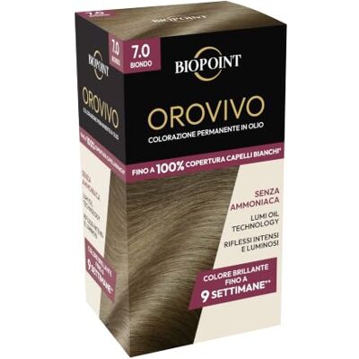BIOPOINT Orovivo 7 Blonde Haarset met oliekleurig haar zonder ammoniak, voedend en witmakend effect, geeft een intense en glanzende kleur, 142 ml BIOPOINT Orovivo 7 Blonde Haarset met oliekleurig haar zonder ammoniak, voedend en witmakend effect, geeft een intense en glanzende kleur, 142 ml