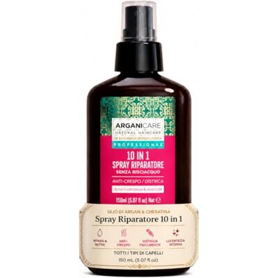 Arganicare Keratine-serie, 10-in-1 herstellende spray, zonder uitspoelen, met biologische keratine, versterkt en maakt het haar waterdicht, glanseffect, hoge hydratatie, alle haartypes, 150 ml Arganicare Keratine-serie, 10-in-1 herstellende spray, zonder uitspoelen, met biologische keratine, versterkt en maakt het haar waterdicht, glanseffect, hoge hydratatie, alle haartypes, 150 ml