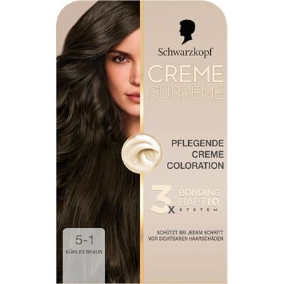 Creme Supreme Schwarzkopf 5-1 permanente haarkleur met serum en masker ter bescherming van het haar tegen zichtbare schade voor 100% grijsdekking 182 Creme Supreme Schwarzkopf 5-1 permanente haarkleur met serum en masker ter bescherming van het haar tegen zichtbare schade voor 100% grijsdekking 182
