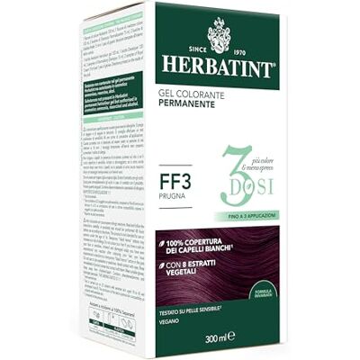 Herbatint FF3 Permanente kleurgel, 300 ml, pruim, ammoniakvrij, voor de gevoelige huid, 100% dekking van wit haar, met 8 biologische natuurlijke extracten Herbatint FF3 Permanente kleurgel, 300 ml, pruim, ammoniakvrij, voor de gevoelige huid, 100% dekking van wit haar, met 8 biologische natuurlijke extracten